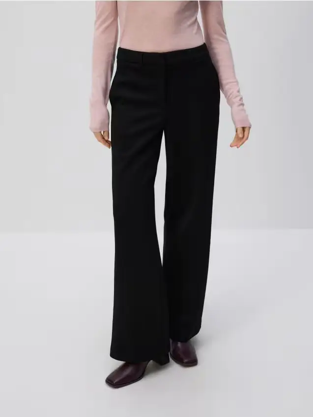 Pantaloni larghi in viscosa - nero