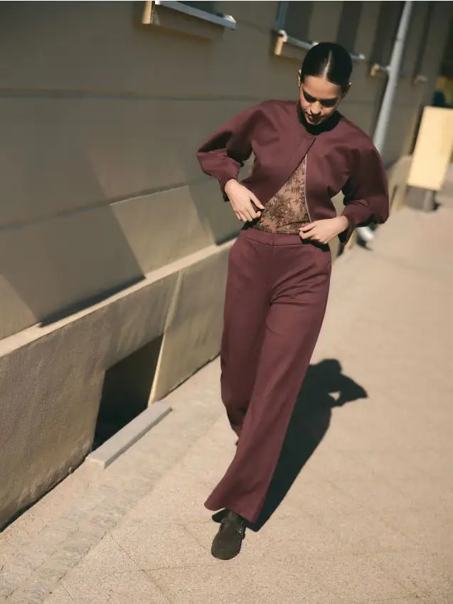 Pantaloni larghi - maroon