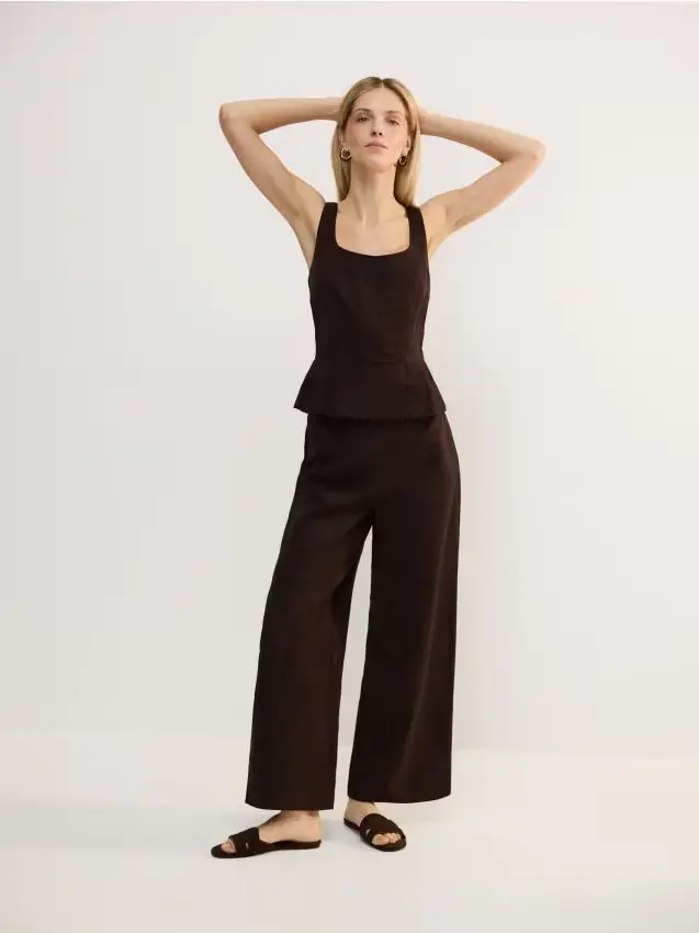 Pantaloni larghi - marrone scuro