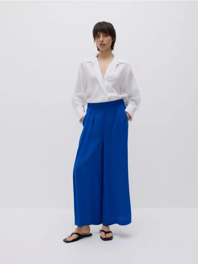 Pantaloni palazzo - blu scuro