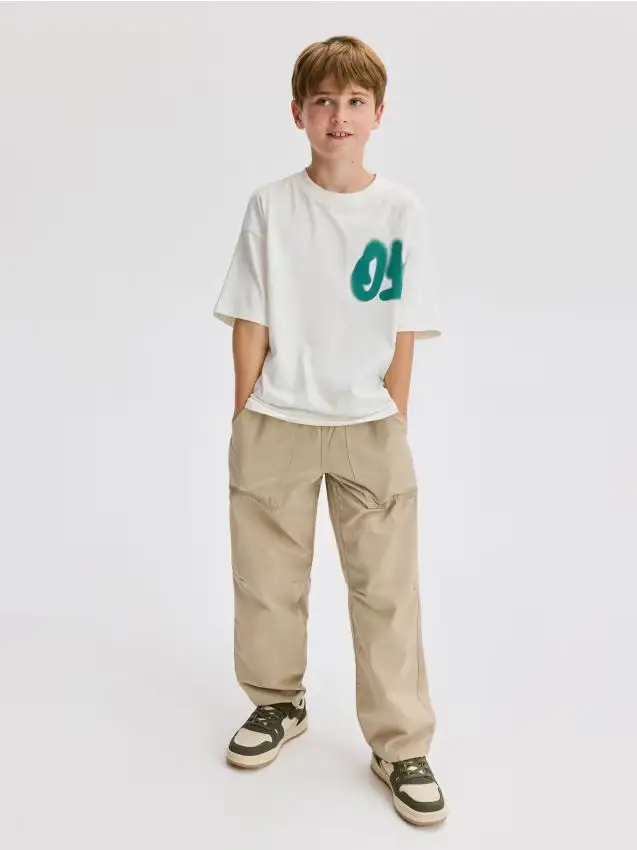 Pantaloni paracadutista in cotone - beige