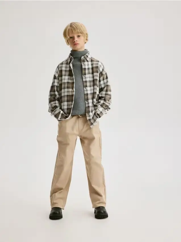 Pantaloni regular altamente elasticizzati - beige