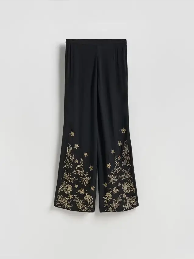 Pantaloni ricamati - nero