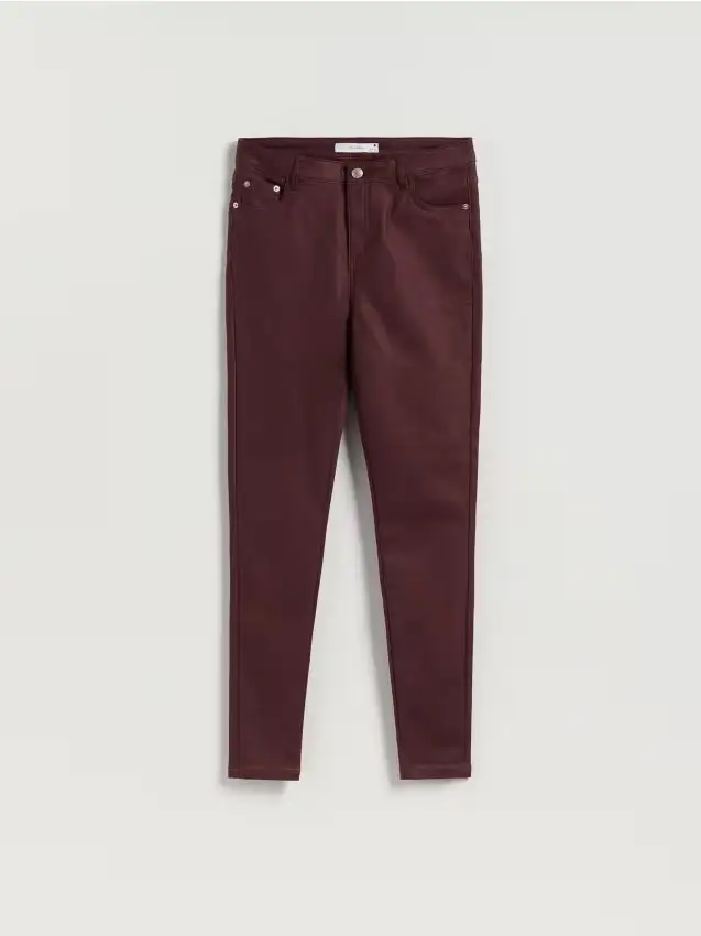 Pantaloni slim cerati - mogano