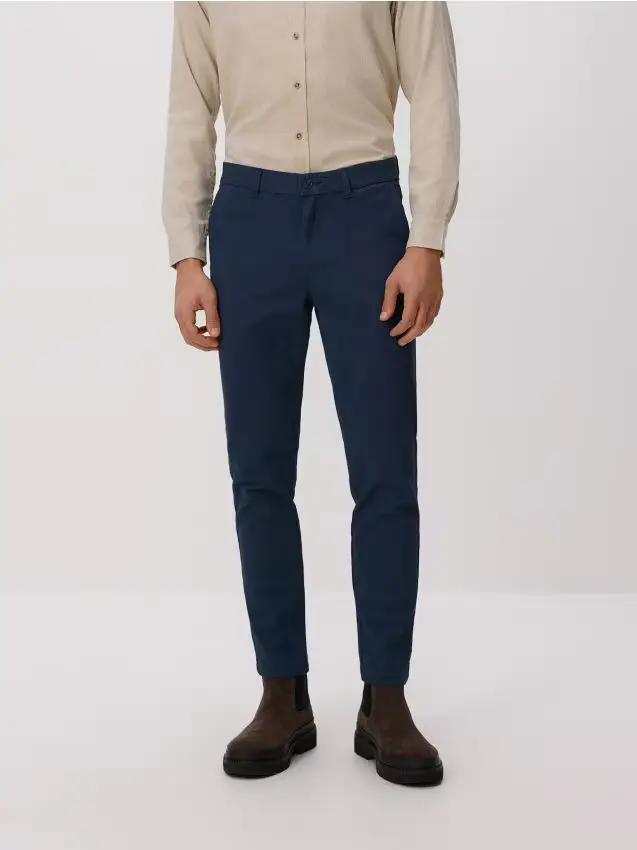 Pantaloni slim chino in cotone - blu scuro