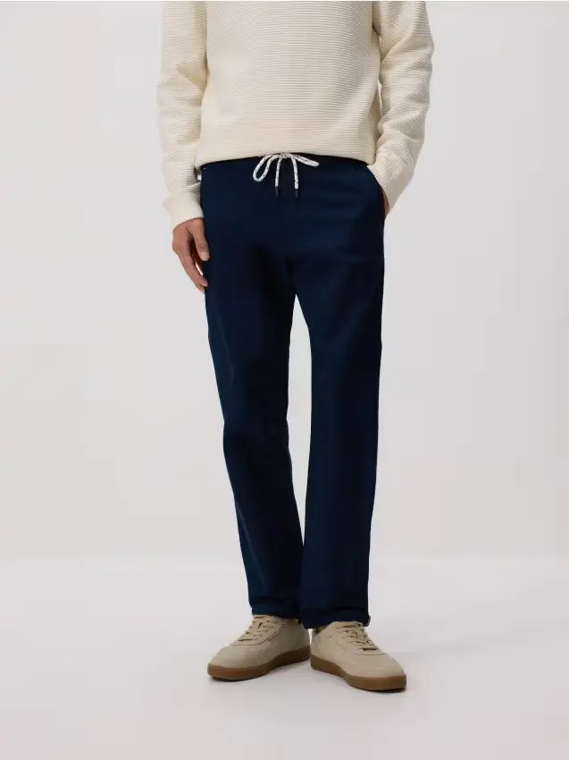 Pantaloni slim chino in cotone - blu scuro