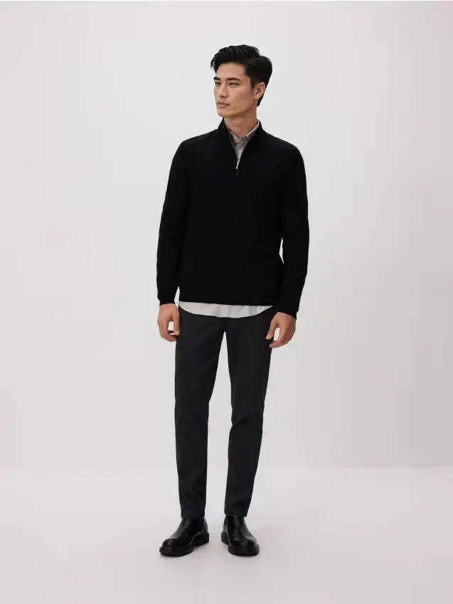 Pantaloni slim chino in cotone - grigio scuro