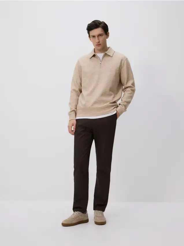 Pantaloni slim chino in cotone - marrone scuro