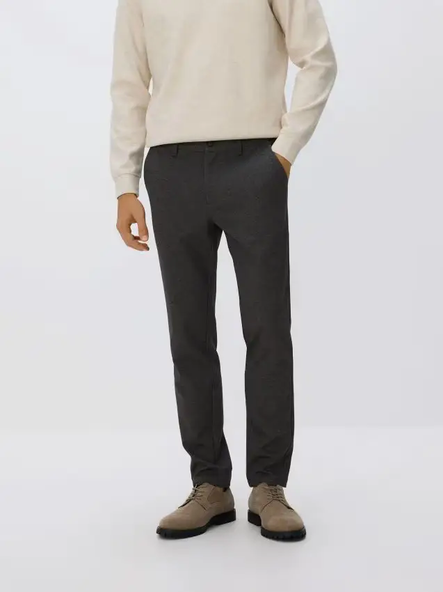 Pantaloni slim con viscosa - marrone scuro