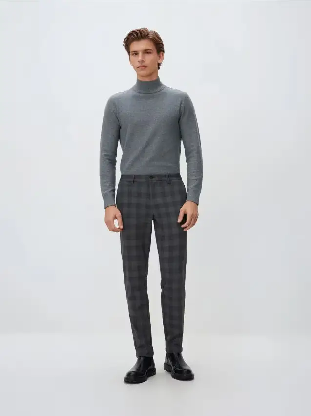 Pantaloni slim fit a quadri - grigio scuro