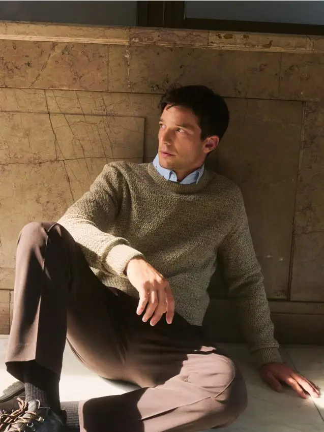 Pantaloni slim in misto lana - marrone scuro