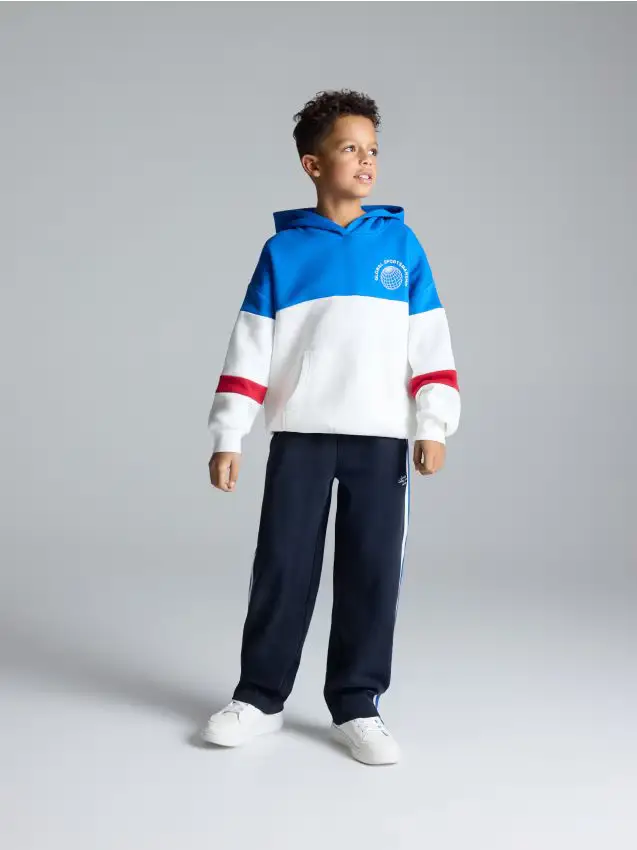 Pantaloni straight con bande laterali - blu scuro