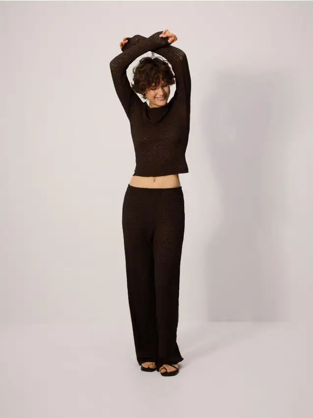 Pantaloni stropicciati - marrone scuro