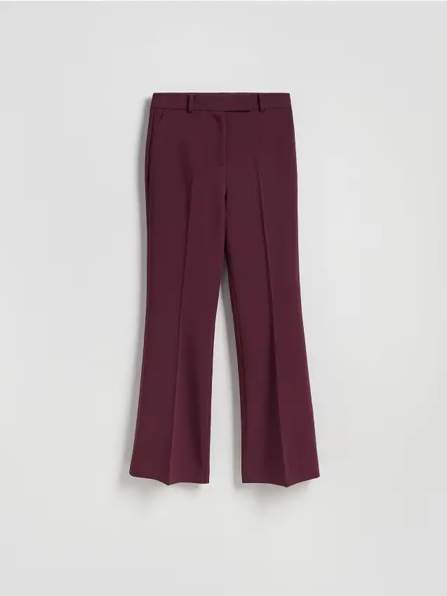 Pantaloni svasati flare con piega - bordeaux
