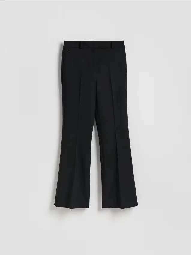 Pantaloni svasati flare con piega - nero