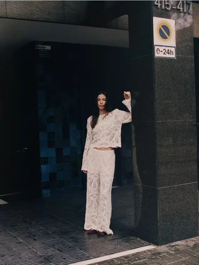 Pantaloni traforati - grano