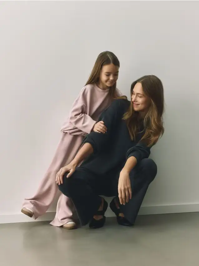 Pantaloni tuta misto modal - rosa cipria