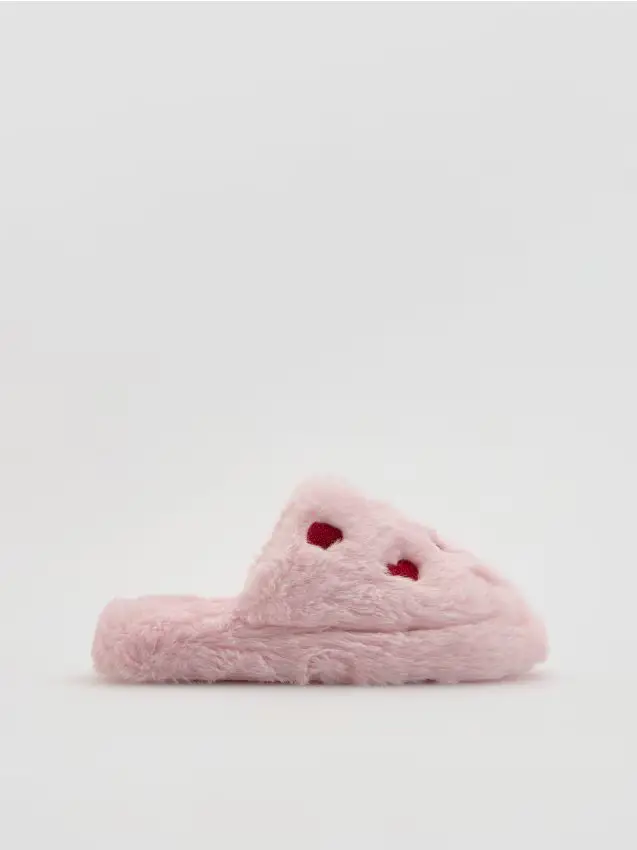 Pantofole morbide con motivo a cuore - rosa pastello