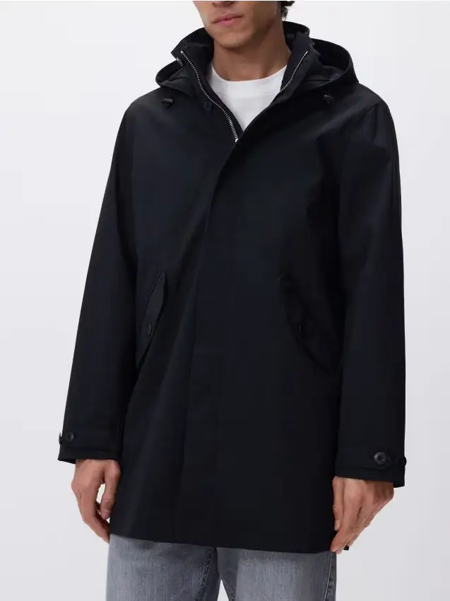Parka con cappuccio rimovibile - nero