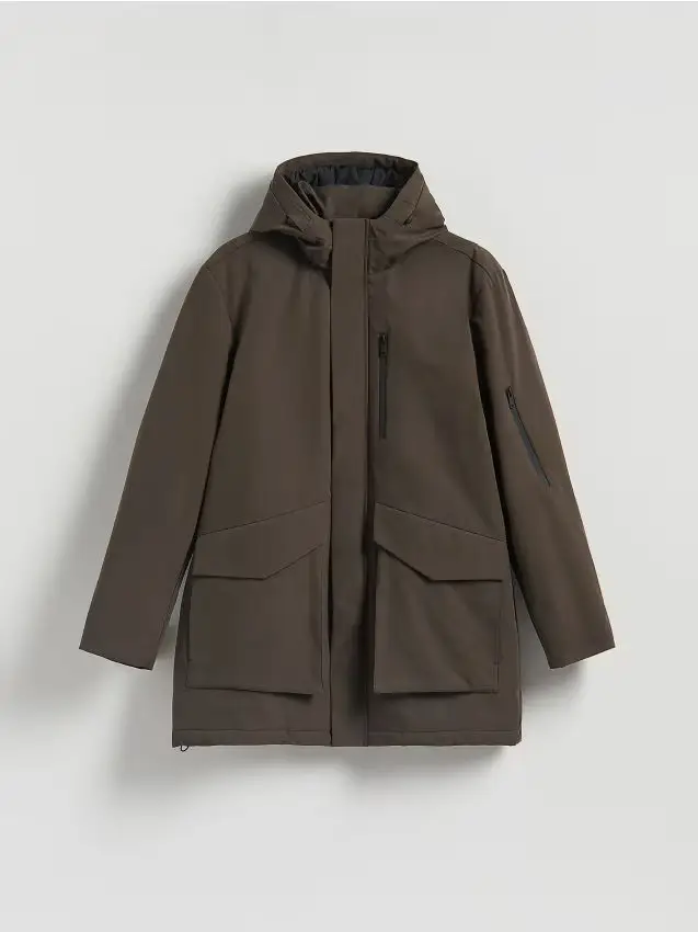 Parka impermeabile con cappuccio - marrone polveroso