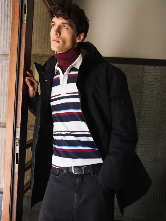 Parka impermeabile con cappuccio - nero