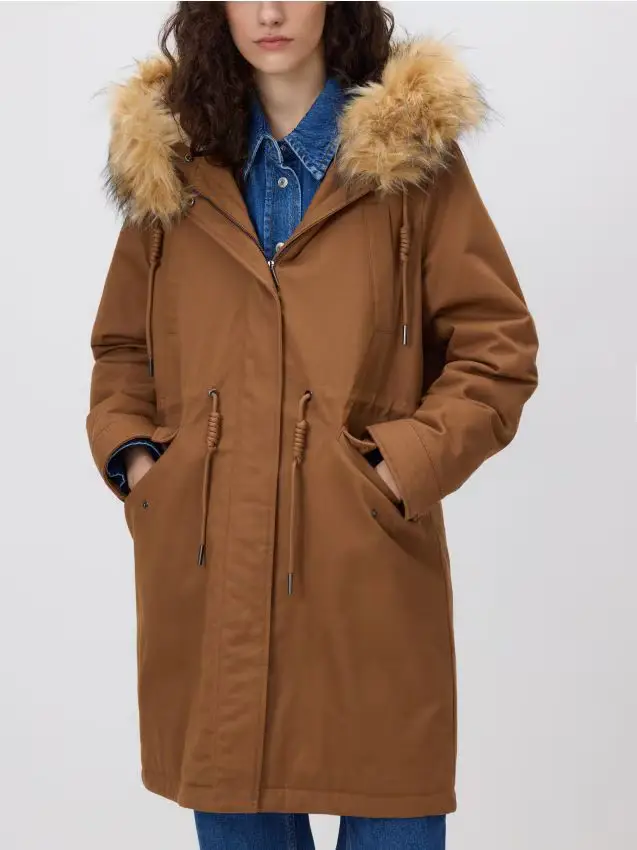 Parka in cotone con tasche - rame