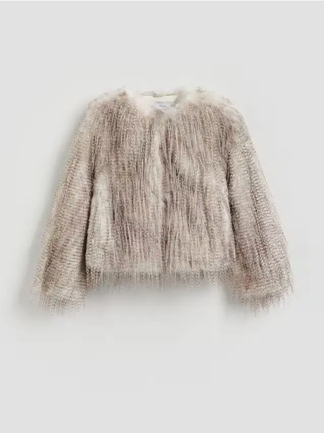 Pelliccia ecologica con piume - multicolore