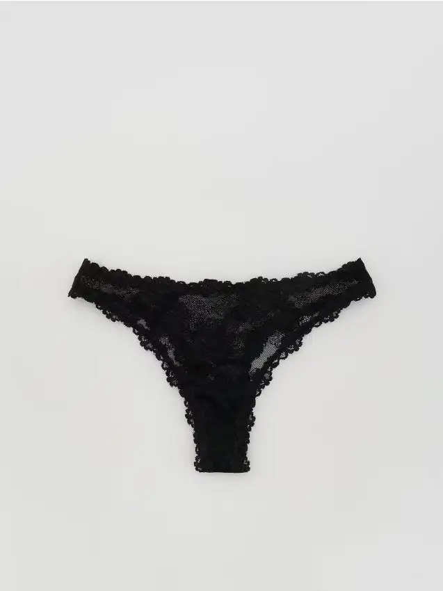 Perizoma in pizzo - nero