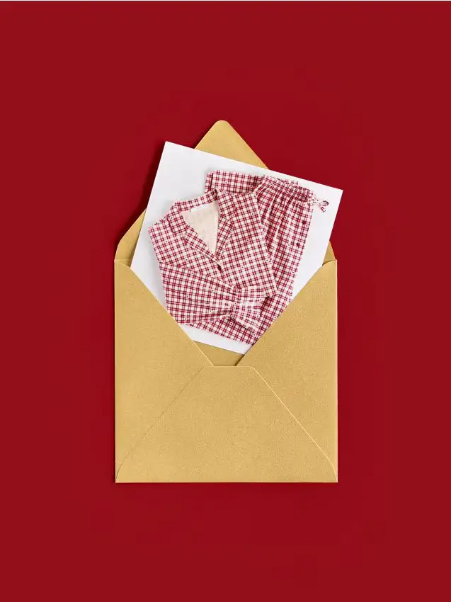 Pigiama a due pezzi a quadri - rosso