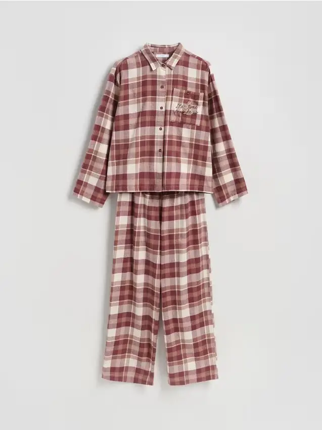 Pigiama a due pezzi a quadri - viola