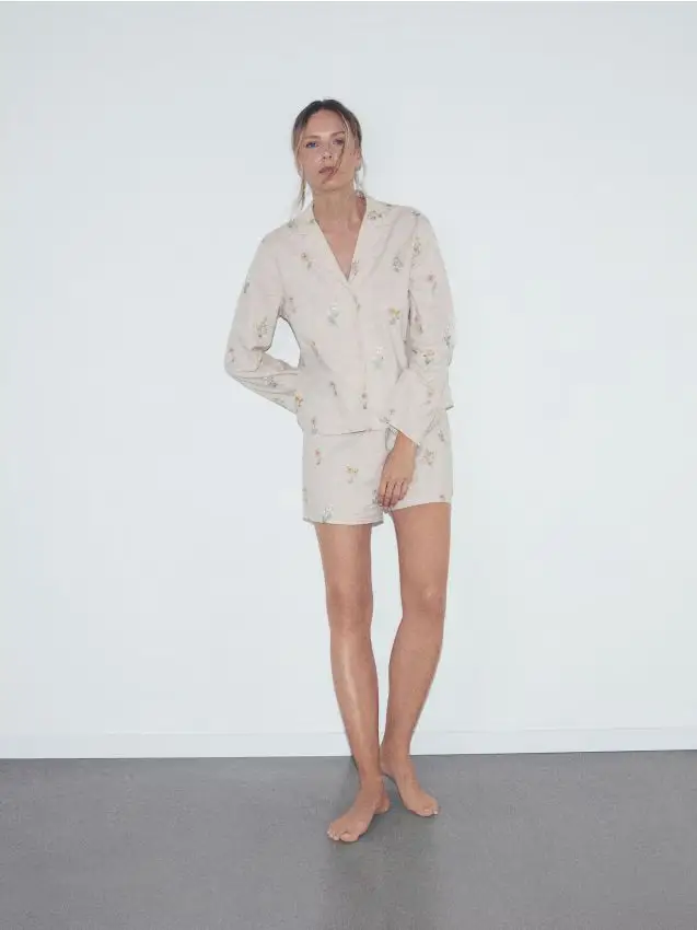 Pigiama a due pezzi misto lino - nude