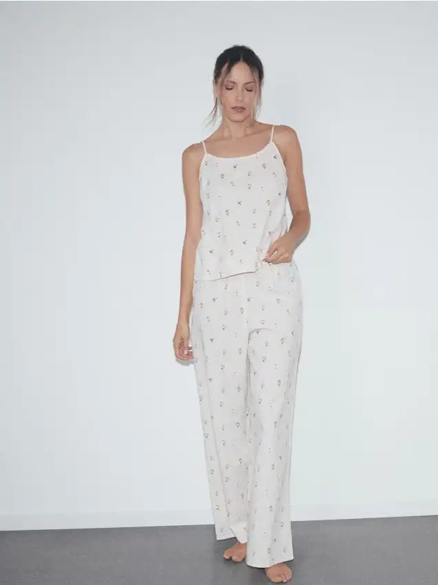 Pigiama a due pezzi misto lino - nude