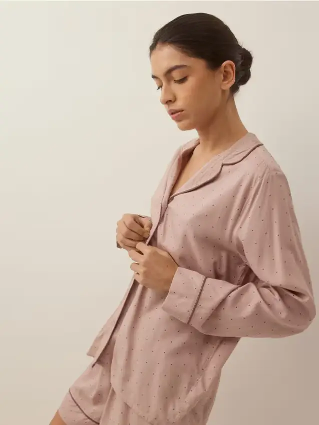 Pigiama due pezzi a pois - caffè