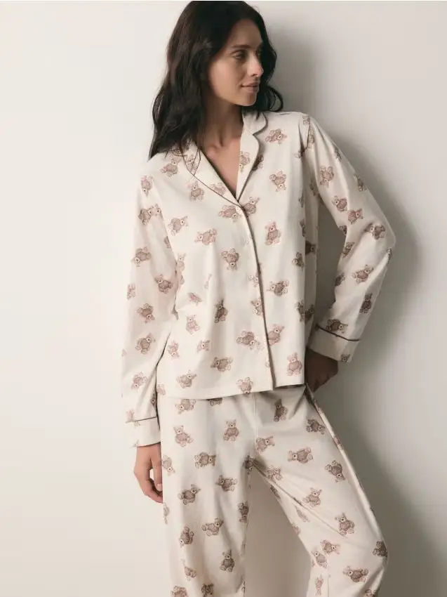 Pigiama due pezzi con orsetti - beige