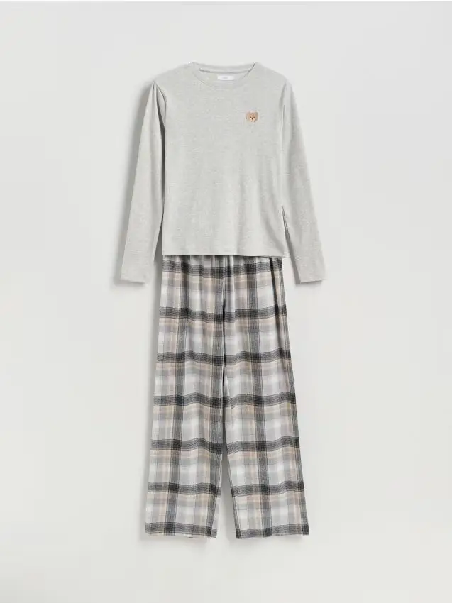 Pigiama due pezzi con orsetto - grigio chiaro