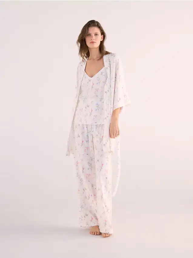 Pigiama due pezzi con spalline - nude