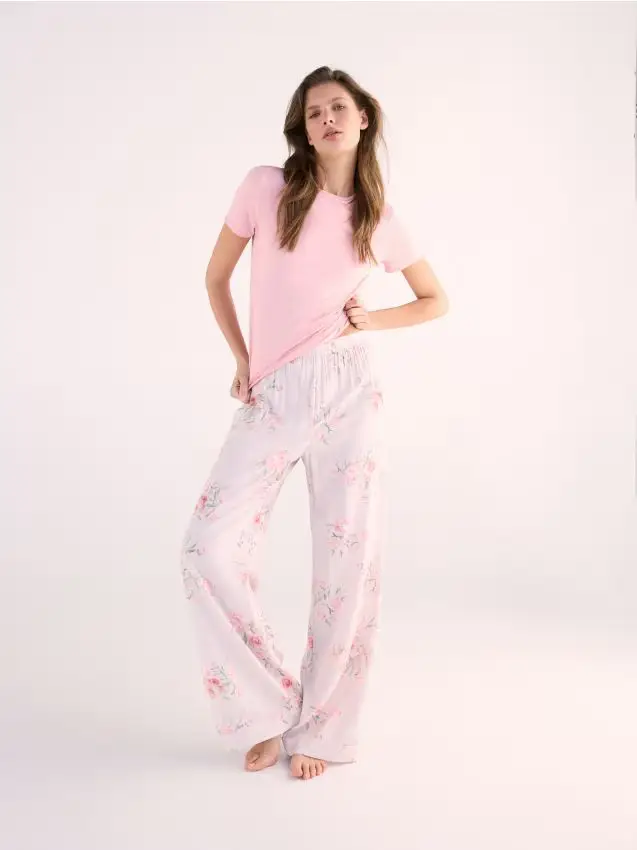 Pigiama due pezzi in misto viscosa - caffè