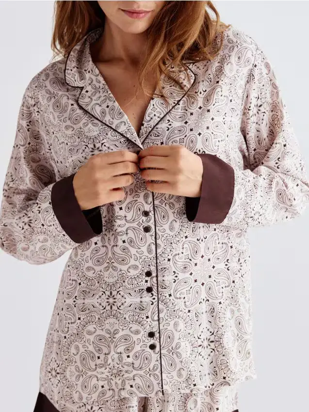 Pigiama due pezzi in viscosa - beige