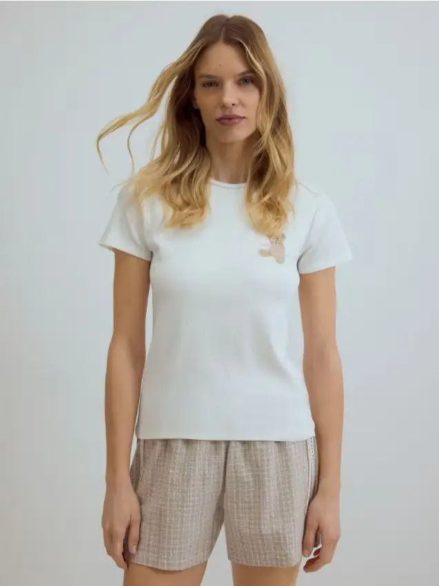 Pigiama in misto cotone composto da due pezzi - rosa pastello