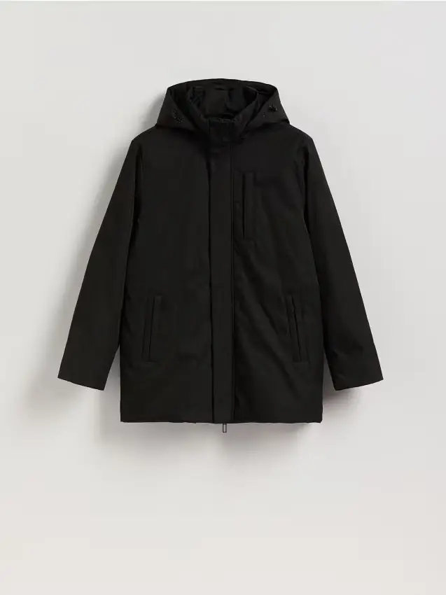 Piumino lungo con Sorona - nero