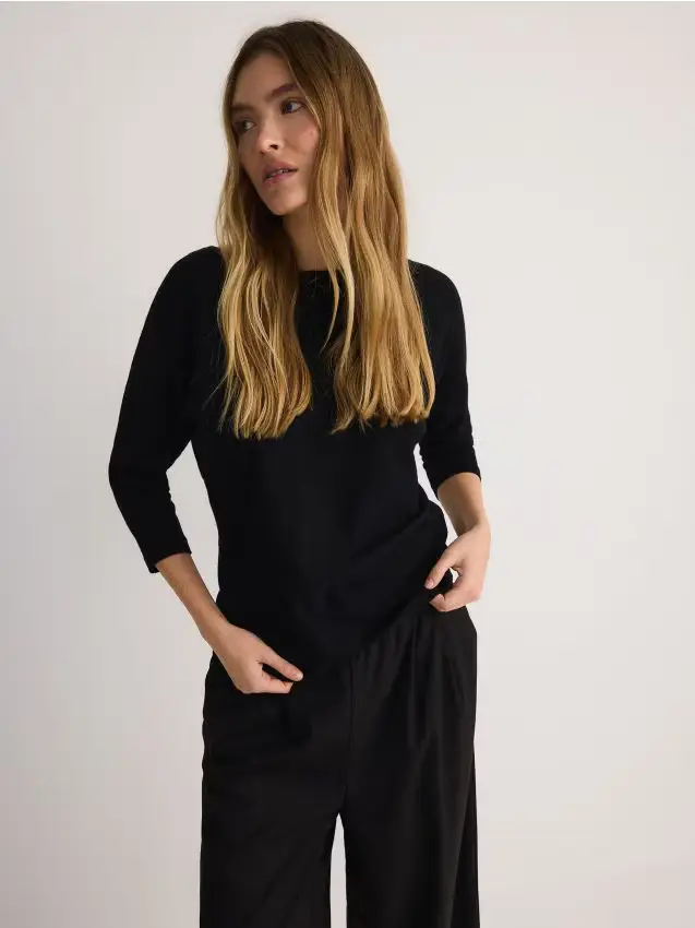 Plain viscose rich jumper - nero