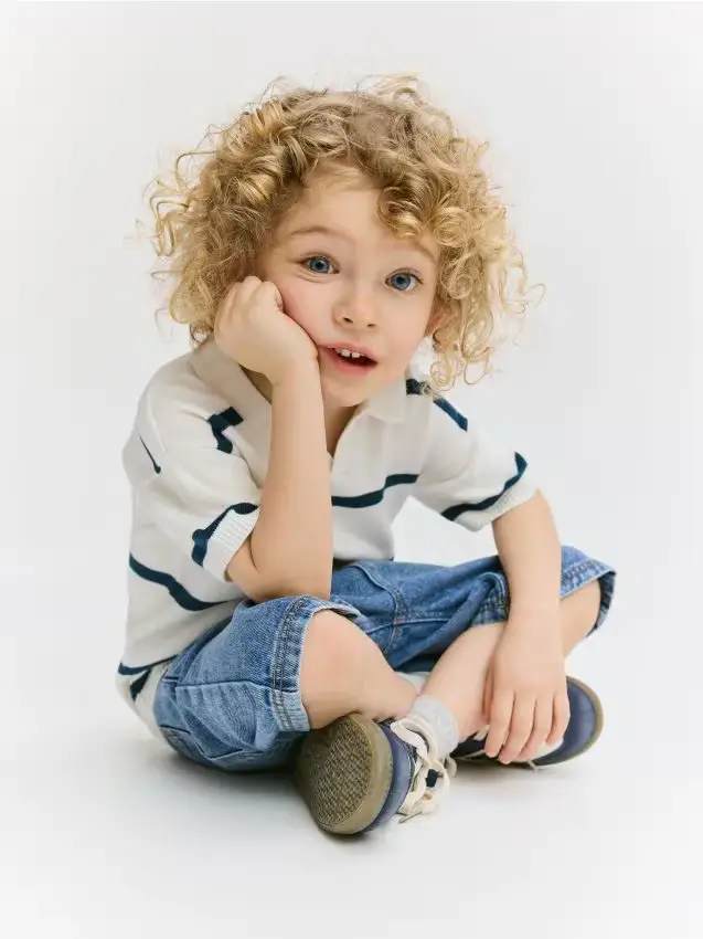 Polo a righe - panna