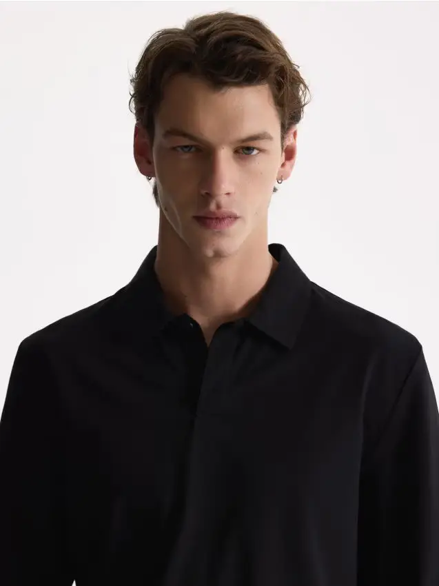 Polo in cotone mercerizzato - nero