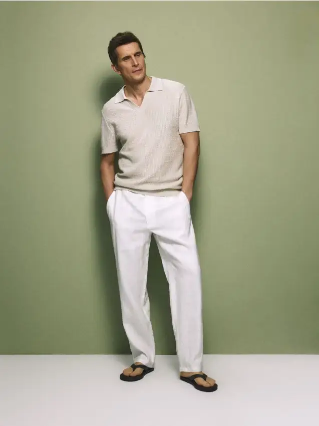 Polo in lino - panna