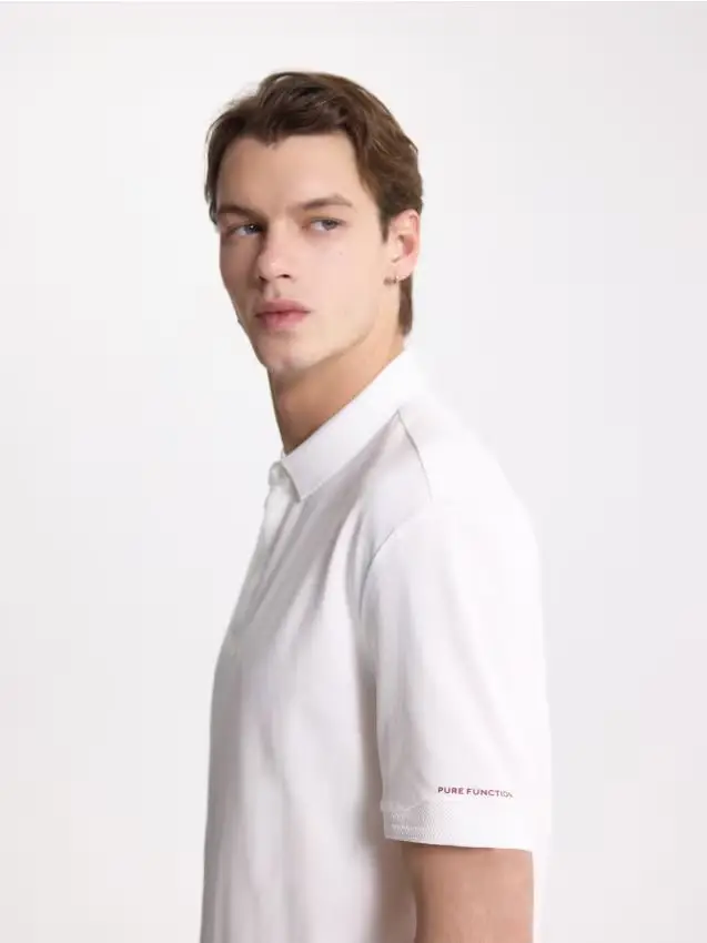 Polo regular con seta - bianco