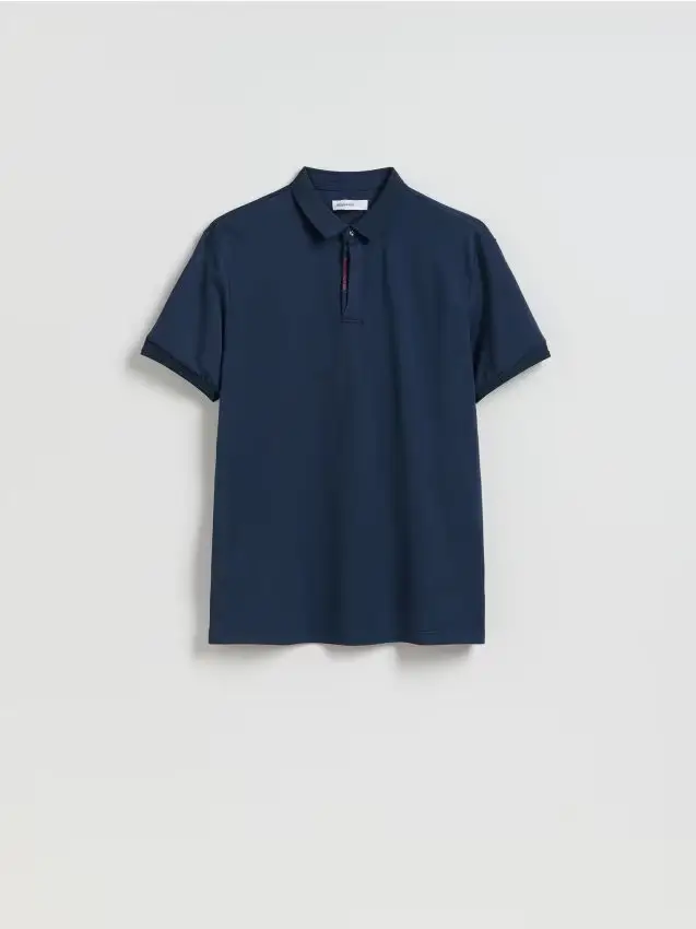 Polo regular con seta - blu scuro