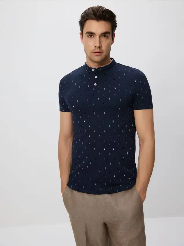 Polo regular fit in cotone - blu scuro