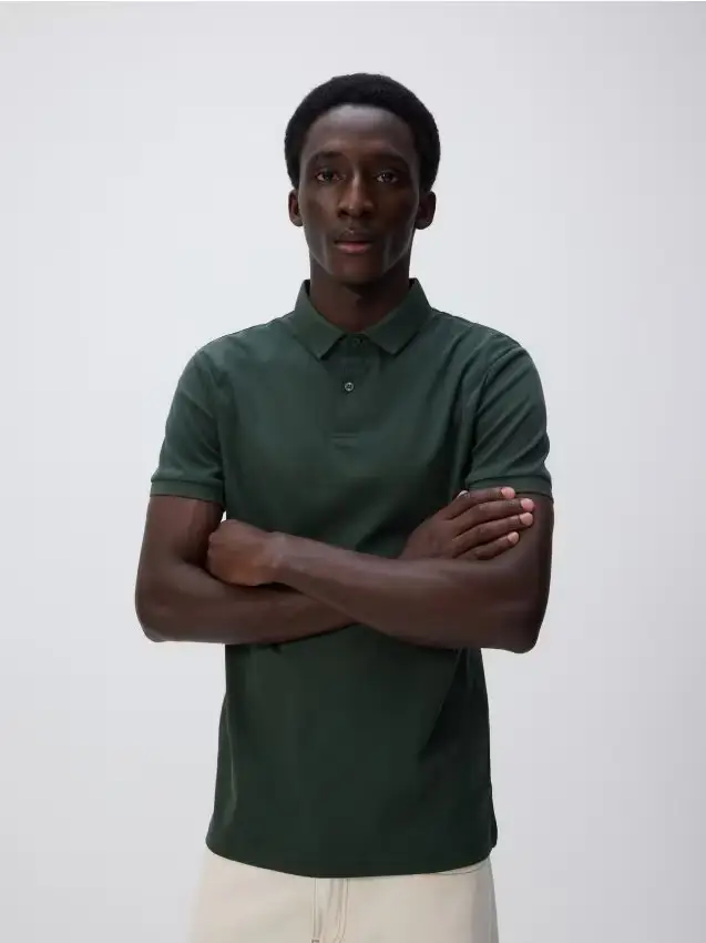 Polo slim in cotone pima - verde scuro