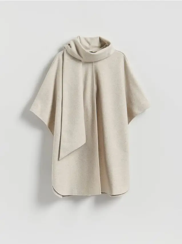 Poncho con collo scialle - beige
