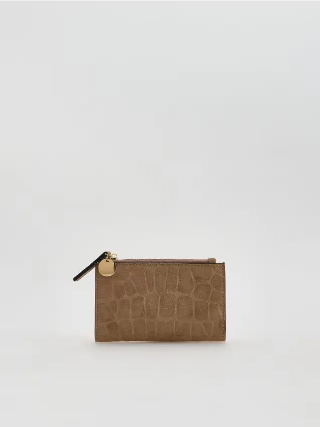 Portafoglio con zip - beige